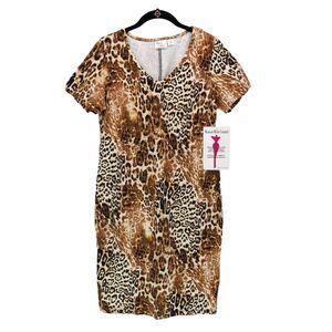 NEW Women with Control Dress S by Renee Greenstein Leopard Print Sheath Slimming
